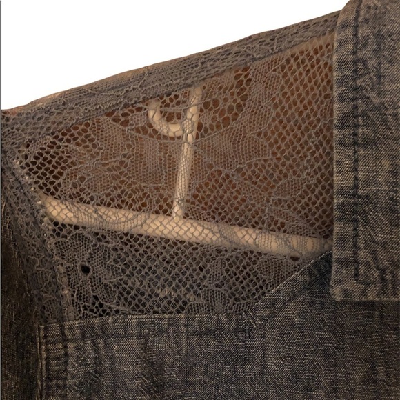 Chambray and lace western  “ denim “ shirt - Picture 4 of 9